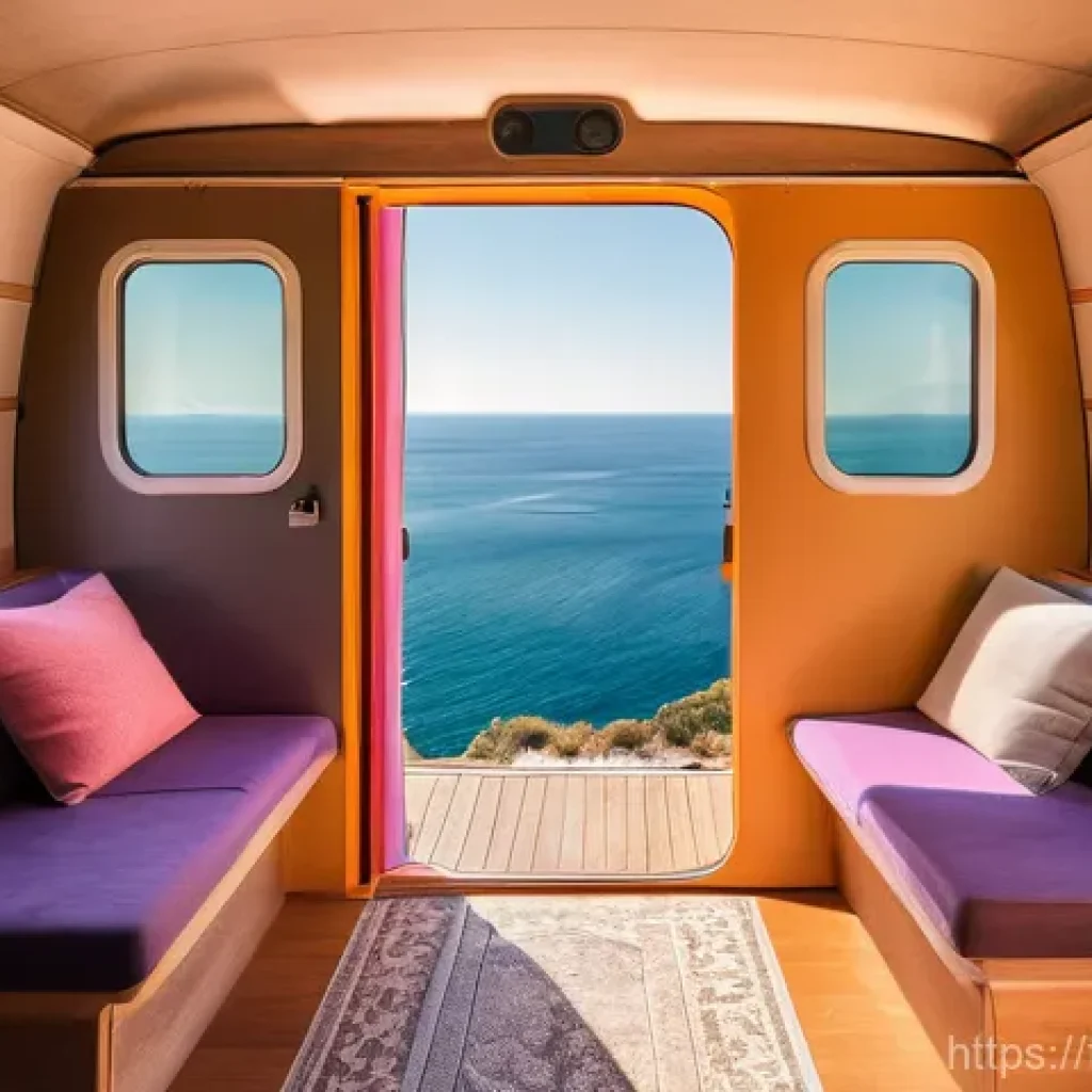 포드 트랜짓 캠핑카로의 개조 비용 - **A picturesque Ford Transit camper van parked gracefully on a scenic cliffside overlooking the azur...