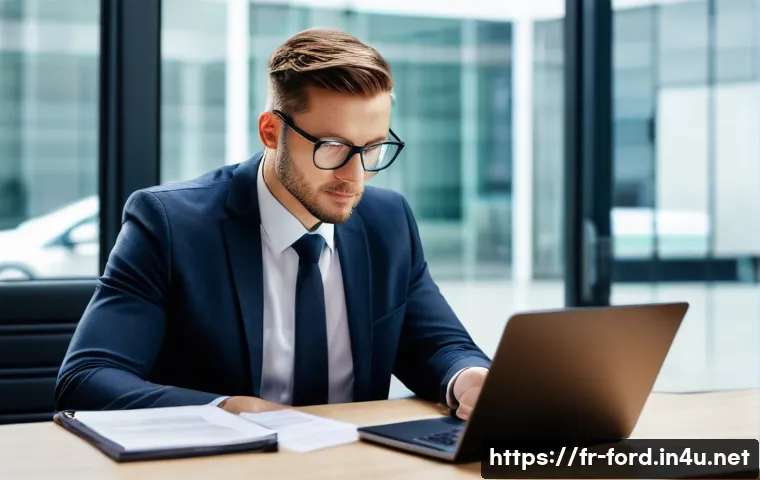 포드 트랜짓 밴의 보험료 절약 방법 - **Prompt:** A focused, determined professional (male or female, 30s-50s) meticulously reviewing a de...